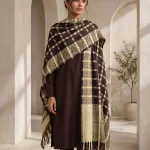 Chocolate Brown 2-Piece Linen Suit with Wool Shawl