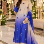 Ombre Raw Silk Party Suit with Crystal Clutch