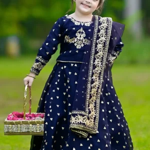 Junior Girls Navy Blue Zari Lehenga Choli