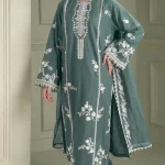 Sage Teal Organza & Lawn Festive Suit