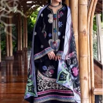 Tribal Kashmiri Embroidered Black Suit with Shawl